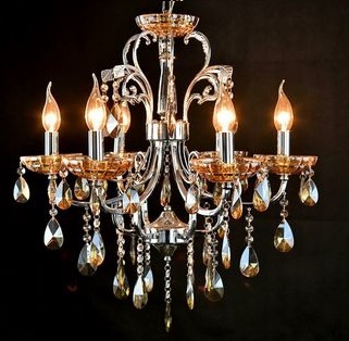 glass and iron chandelier